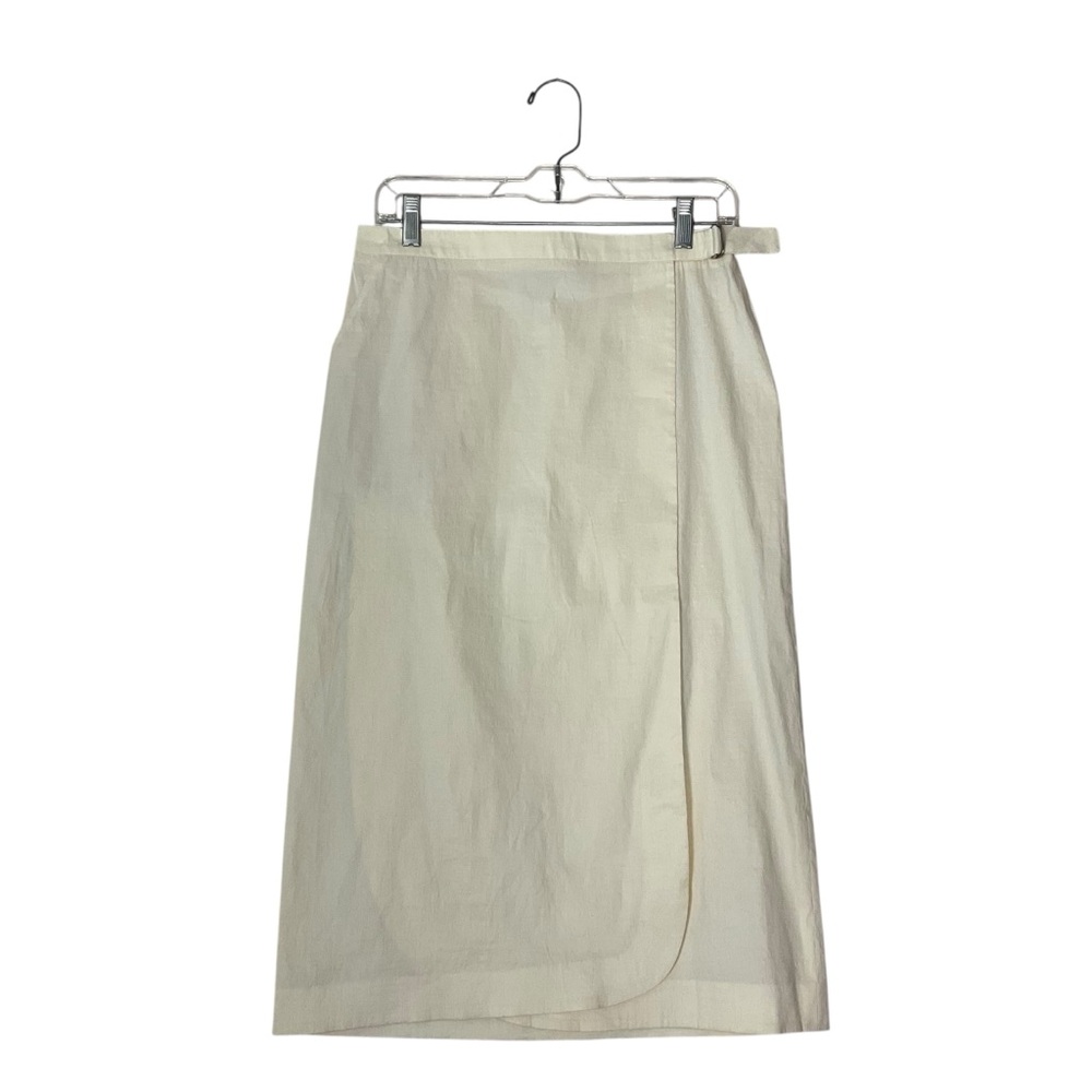 EMANUEL UNGARO sz Medium Midi Wrap Skirt Unknown Materials Cream